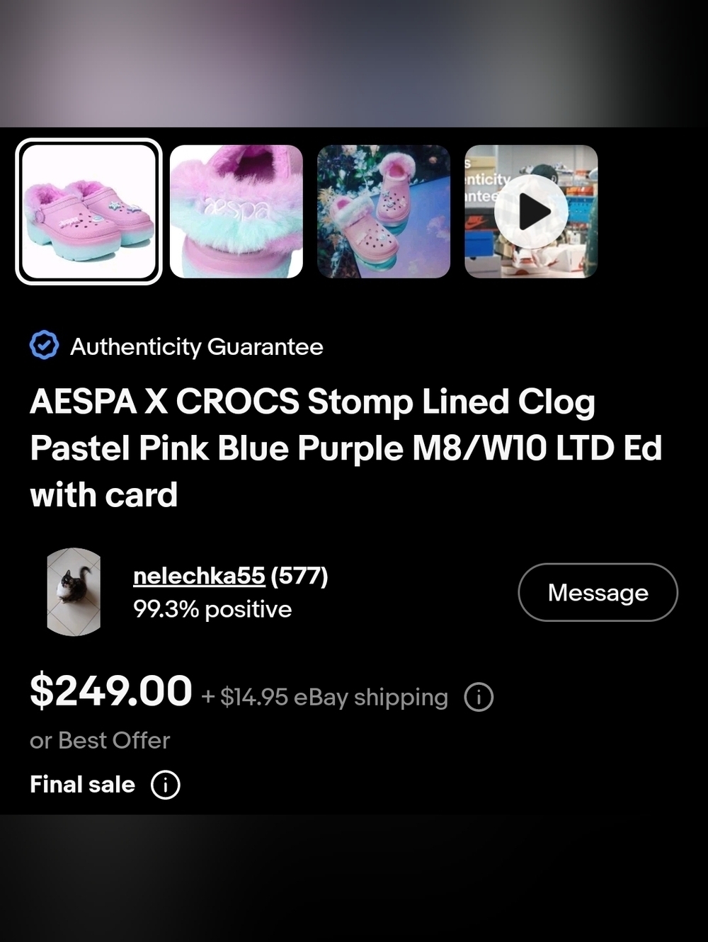 Crocs x Aespa New Lined Stomp Clogs Lilac Blue Men's 8 / Women's 10 NWT - Picture 15 of 15